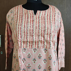 Premium Rayon Printed Kurti with Foil Detailing and Embroidered Neckline - Sabnam1005