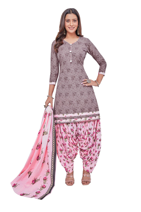 Dusty Grey Top with Baby Pink Bottom and Dupatta.