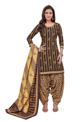 Ebony Clay Top with French Beige Bottom and Dupatta. Safe to Skin Cotton Dress.