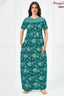 Pranjul 2009 Cotton Nighty for Women | Teal Green Floral
