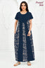 Pranjul 2010 Cotton Nighty for Women | Navy Blue Floral