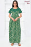 Pranjul 2021 Leaf Print Nighty for Women | Green Full Length