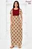 Pranjul 2026 Beige Maroon Printed Nighty for Women