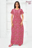 Pranjul 2027 Floral Printed Nighty for Women – Pink & Brown Full Length