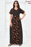 Pranjul 2028 Black Floral Nighty – Full Length Women's Nightwear