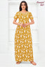 Pranjul 2037 Mustard Floral Nighty for Women | Full Length
