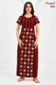 Pranjul 2038 Maroon Printed Nighty for Women | Full Length