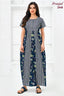 Pranjul 2048 Navy Blue Printed Nighty for Women – Full Length Floral Nightgown