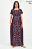 Pranjul 2051 Wine Printed Nighty for Women – Full Length Floral Nightgown