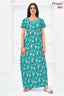 Pranjul 2053 Turquoise Floral Printed Nighty for Women – Full Length Nightgown