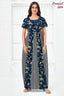 Pranjul 2059 Navy Blue Floral Printed Nighty for Women – Full Length Nightgown