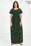 Pranjul 2067 Dark Green Printed Nighty for Women – Full Length Nightgown