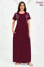Pranjul 2068 Maroon Printed Nighty for Women – Full Length Nightgown