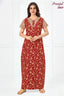 Pranjul 2069 Red Floral Printed Nighty for Women – Full Length Nightgown