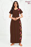 Pranjul 2073 Brown Printed Nighty for Women – Full Length Zigzag Floral Nightgown