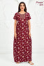 Pranjul 2075 Maroon Floral Printed Nighty for Women – Full Length Nightgown