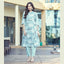 Women’s Rayon Foil Print A-Line Kurti Pant Set with Mandarin Collar - Zheel 123