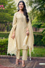 Beige Cotton Straight Kurta Pant Set with Dupatta | Bavis Clothing