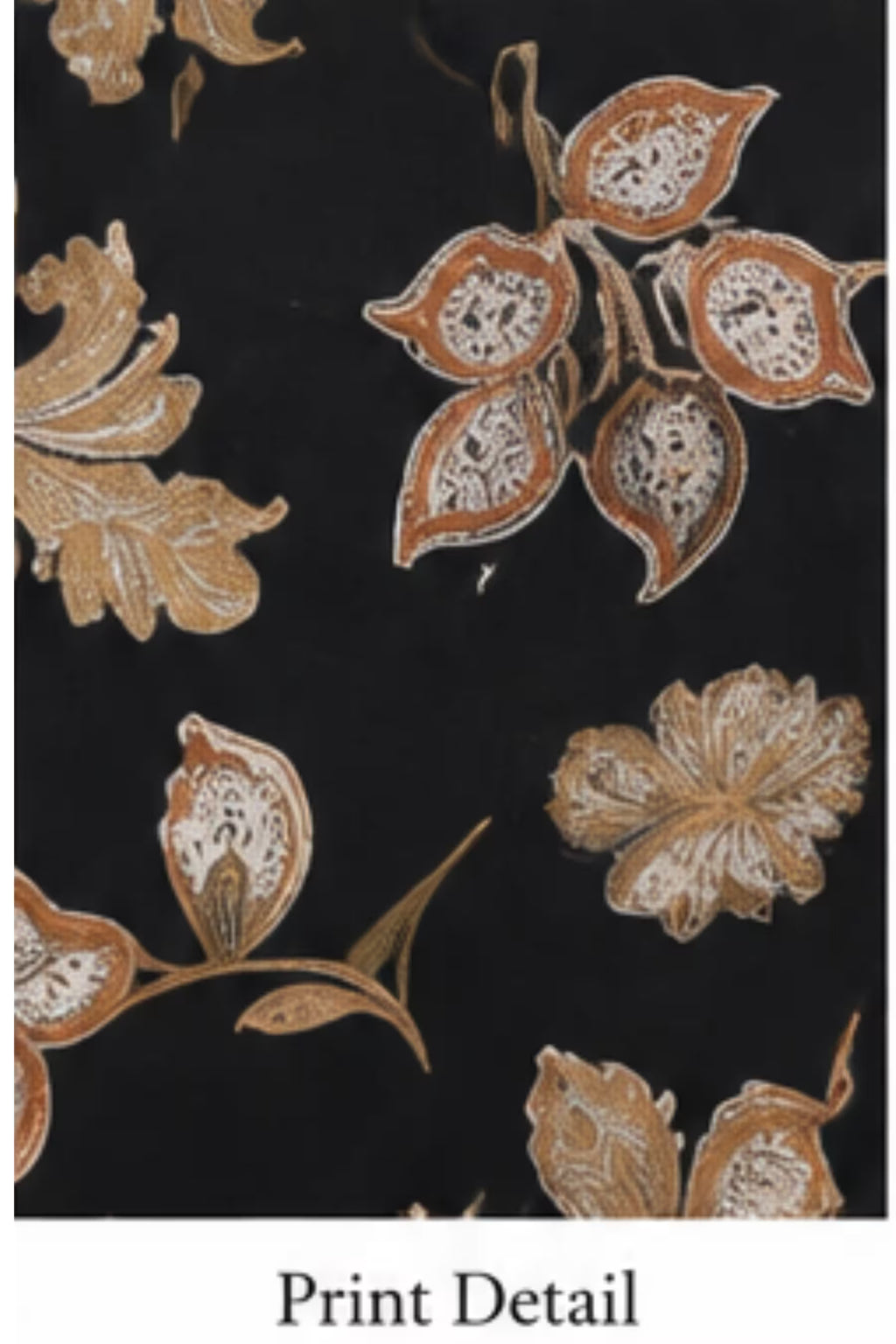 Print Detail - Black Floral Printed Kurta Pant Dupatta Set for Women | Bavis Clothing