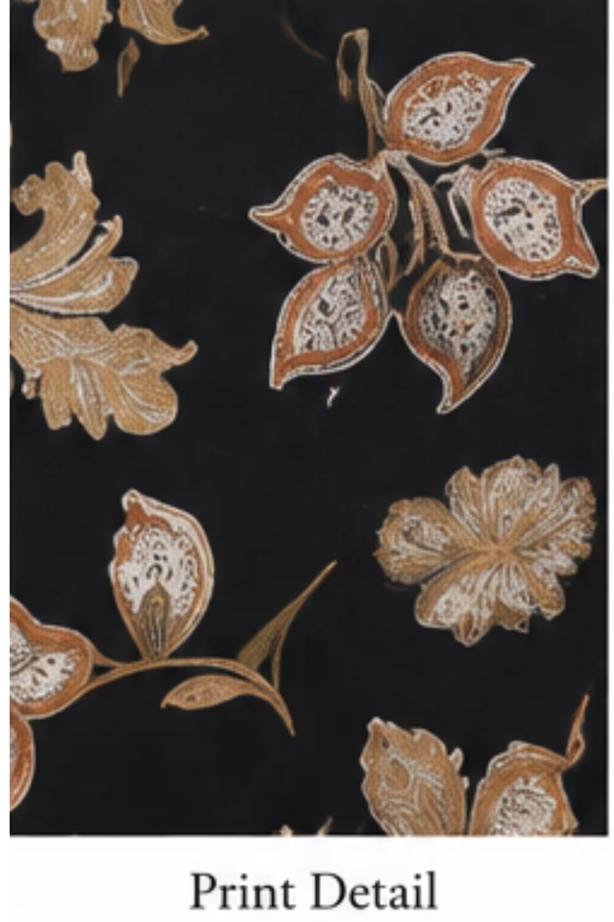 Print Detail - Black Floral Printed Kurta Pant Dupatta Set for Women | Bavis Clothing