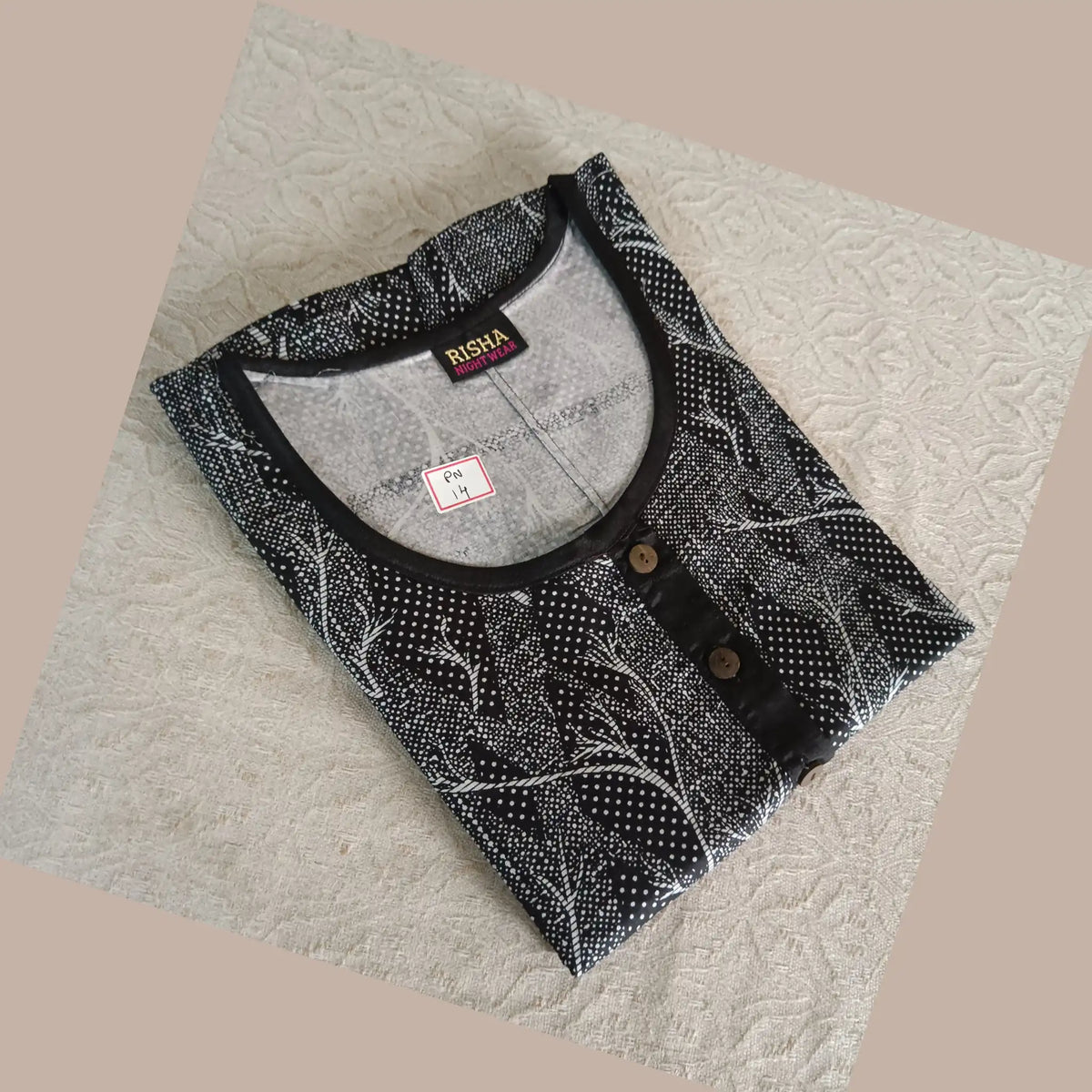 Black Pure Cotton Nighty PN14 Main image