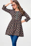 Black Kantha Cotton Flared Tunic Top for Women