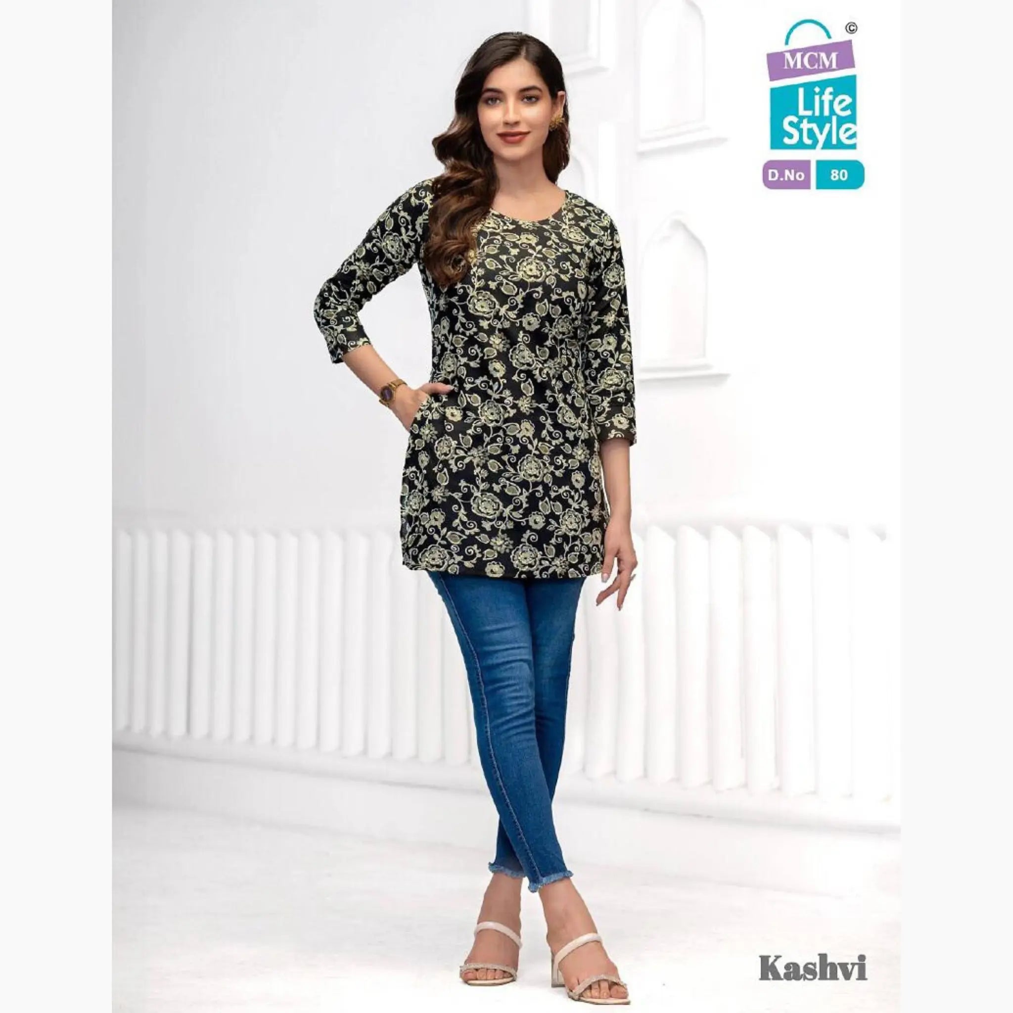 MCM Kashvi Black Printed Short Tops Main image