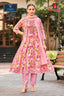 Blush Pink Floral Anarkali Suit with Embroidered Panel & Sequence Work Dupatta - Ganpati Geetanjali | Bavis Clothing 