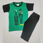 Boys Round Neck Cabana Green Short Sleeves T Shirt with 3/4th Black Pant