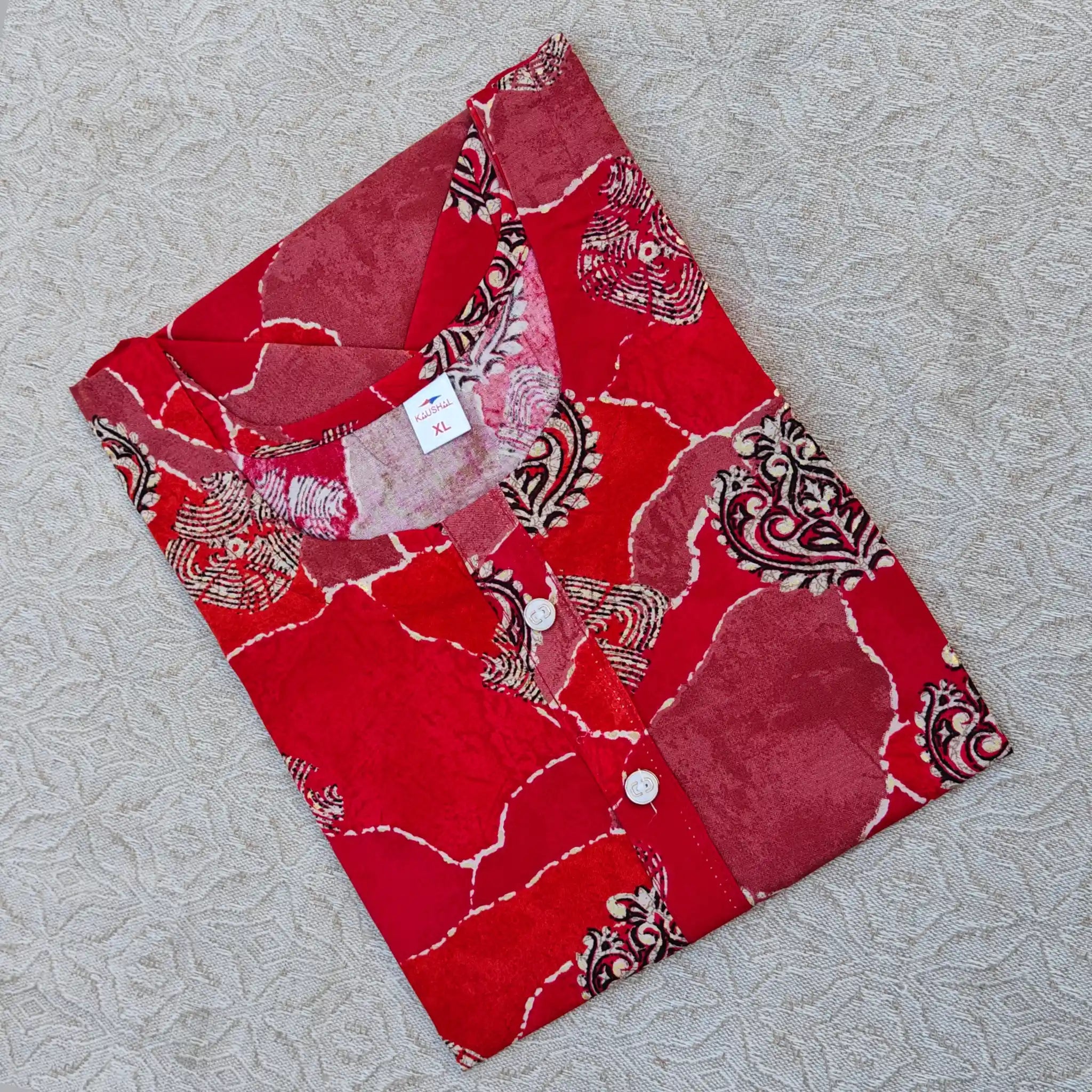 Bright Red Rayon Short tops with Fancy Button Main image
