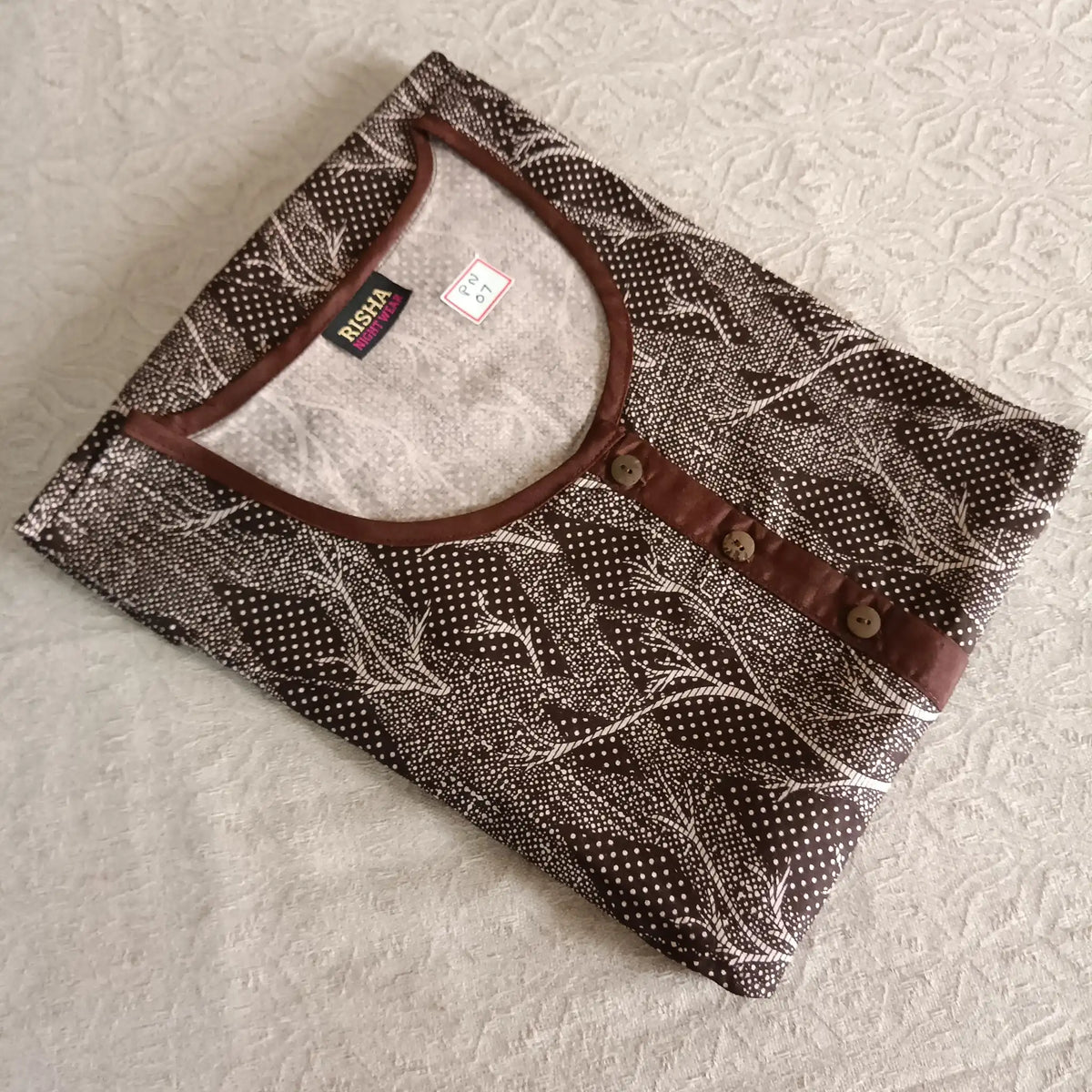 Brown Pure Cotton Nighty - PN07 Main image