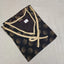 Charcoal Brown Geometric Print Fancy Lace Rayon Nighty