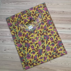 Light Mustard Floral Print Cotton Long Kurti