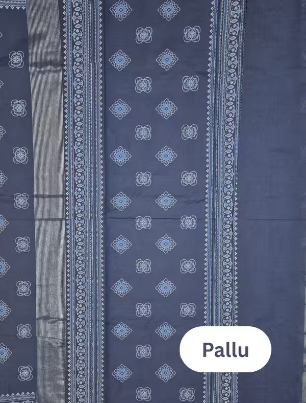 Cotton Printed Saree with Zari Border - Mangalya6106A