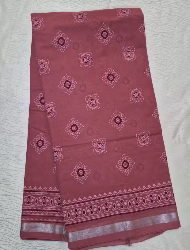 Cotton Printed Saree with Zari Border - Mangalya6106B