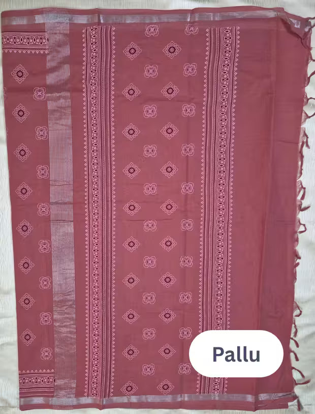 Cotton Printed Saree with Zari Border - Mangalya6106B