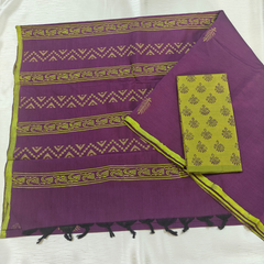 Cotton Saree with Contrast Blouse - CS01