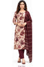 Cream Maroon Floral Kurta Pant Set with Striped Dupatta for Women | Bavis Clothing