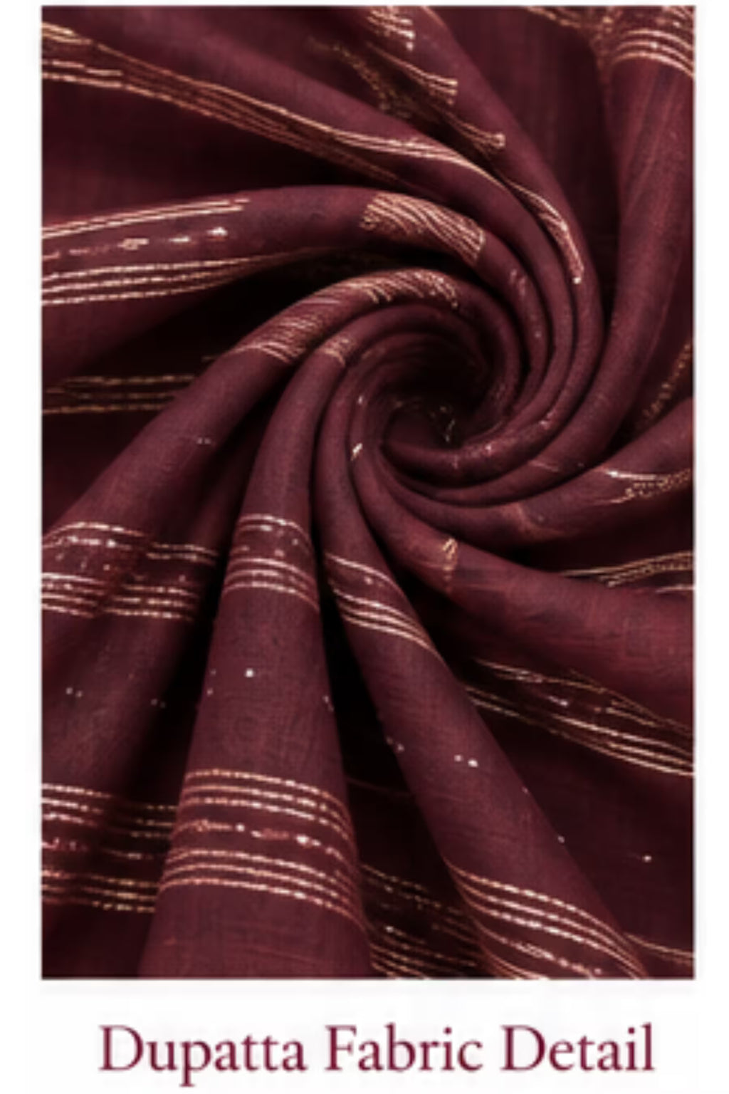 Dupatta Fabric Detail - Cream Maroon Floral Kurta Pant Set with Striped Dupatta for Women | Bavis Clothing