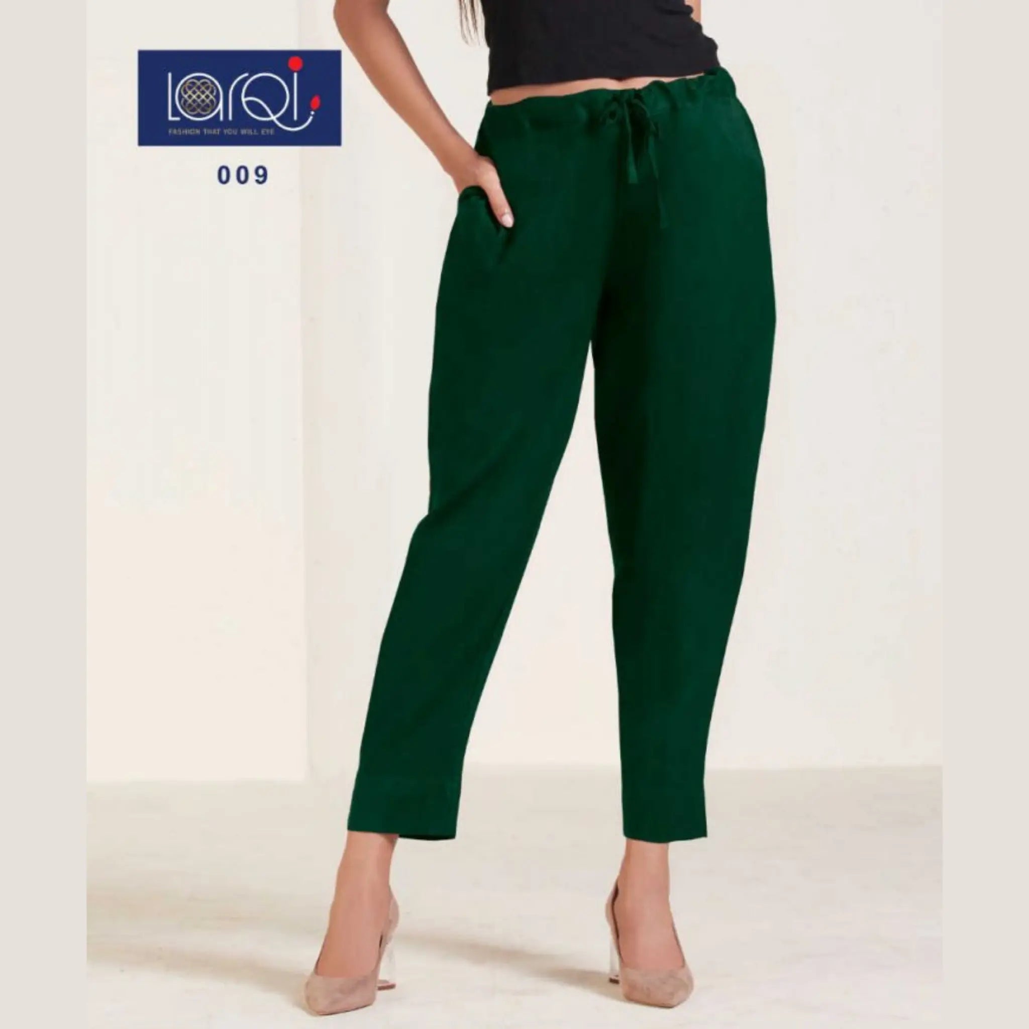 Dark Green Women's Cotton Polo Pants