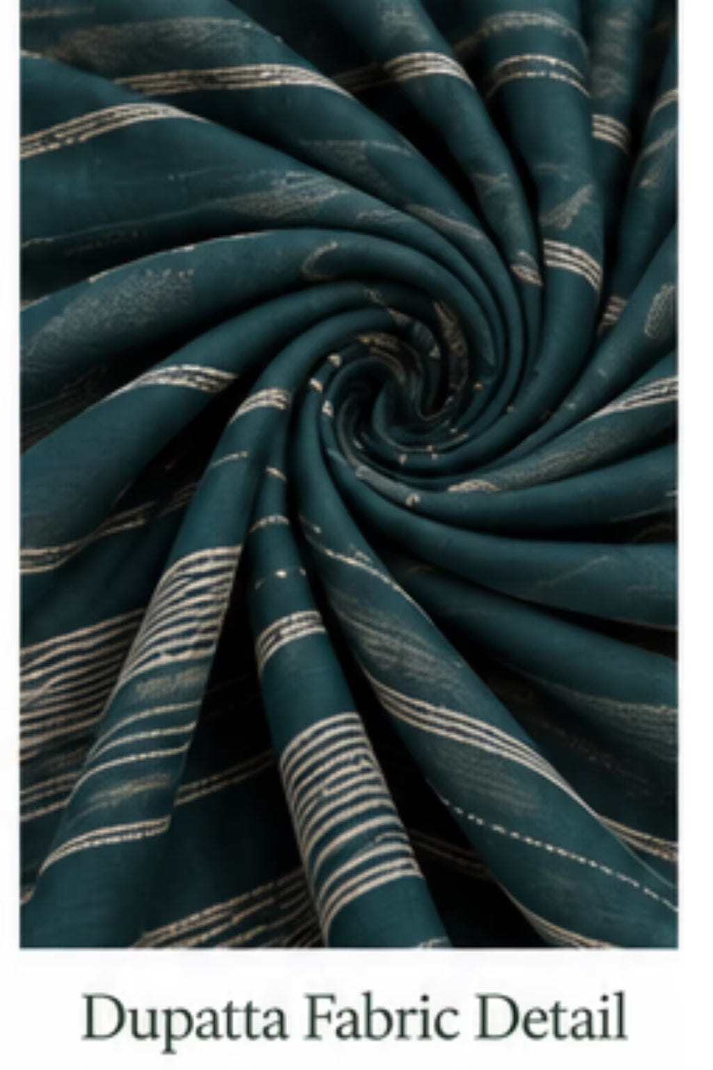 Dupatta Fabric Detail - Dark Teal Printed Vertican Kurta Pant Set with Chanderi Sequin Dupatta | Bavis Clothing