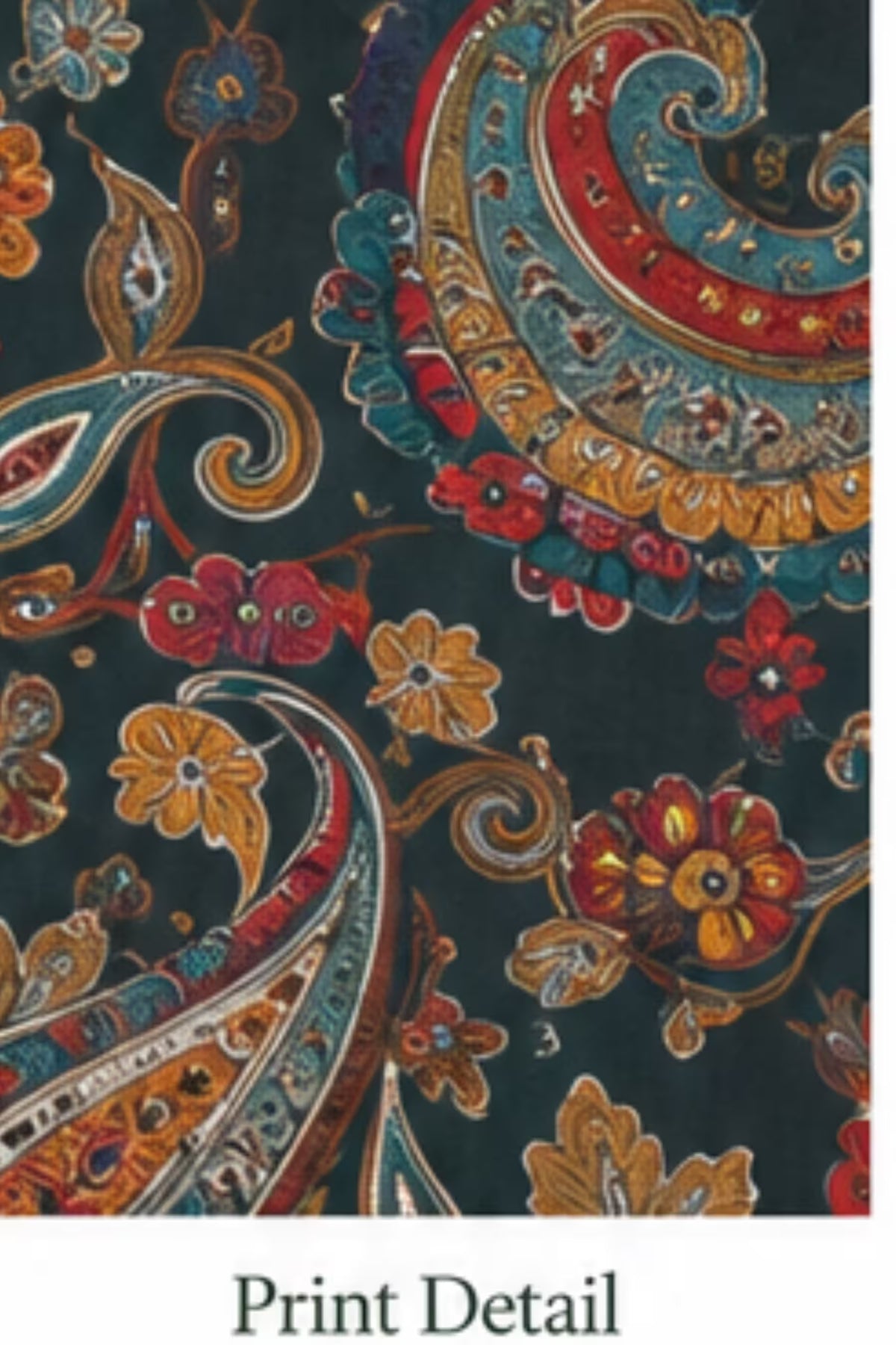 Print Detail - Dark Teal Printed Vertican Kurta Pant Set with Chanderi Sequin Dupatta | Bavis Clothing