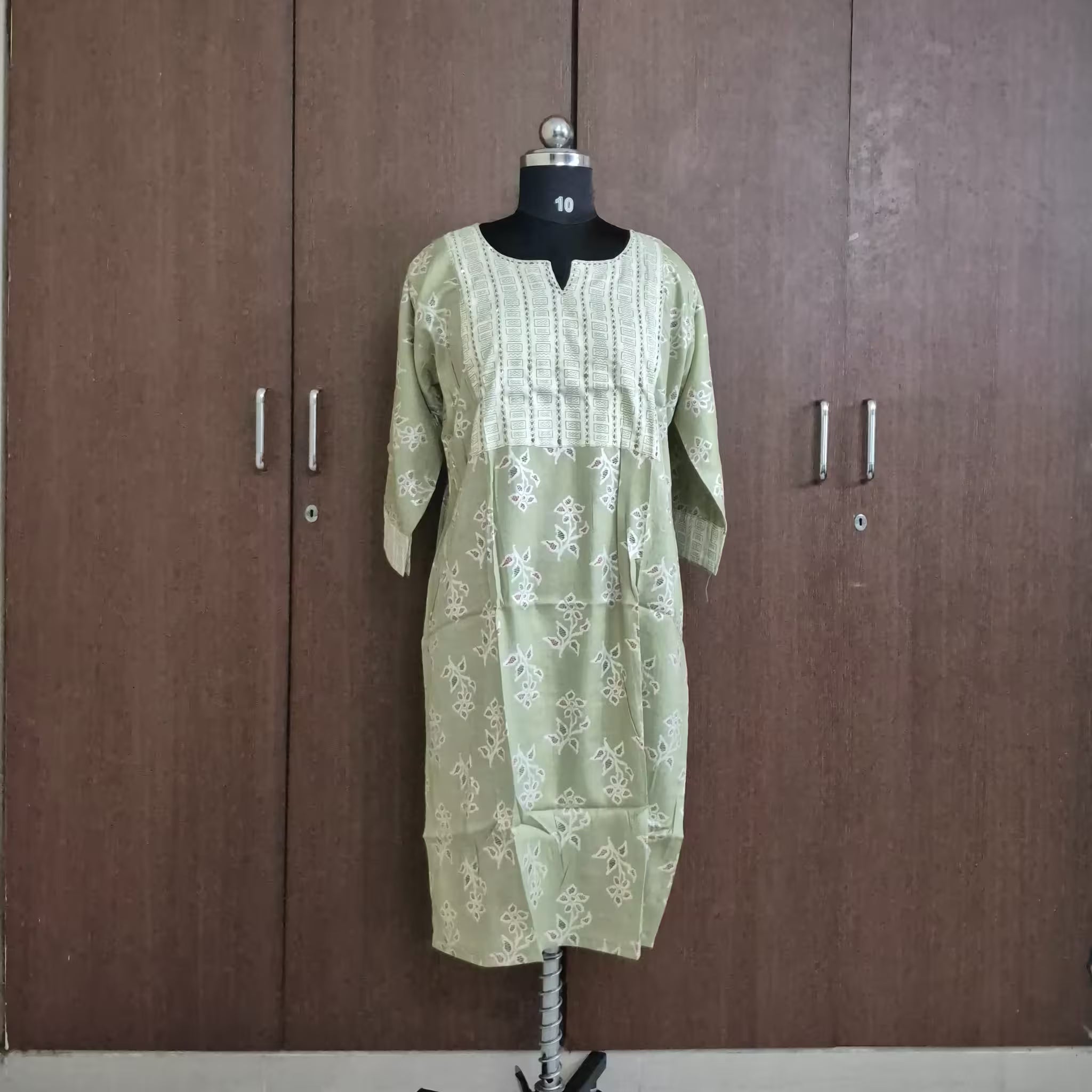 Designer Ethnic Rayon Kurti with Foil Accents and Neckline Embroidery Main image