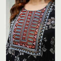 Designer Rayon Umbrella Kurti with Foil Print Pants & Dupatta MP8007