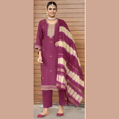 Designer Vertican Suit Set with Embroidery, Lining & Zari Sequence Dupatta