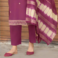 Designer Vertican Suit Set with Embroidery, Lining & Zari Sequence Dupatta