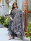 Elegant Black Rayon Capsule Print Straight Suit Set for Women