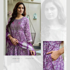 Elegant Umbrella Kurti with Rayon Foil Print Pants & Chanderi Dupatta MP8002