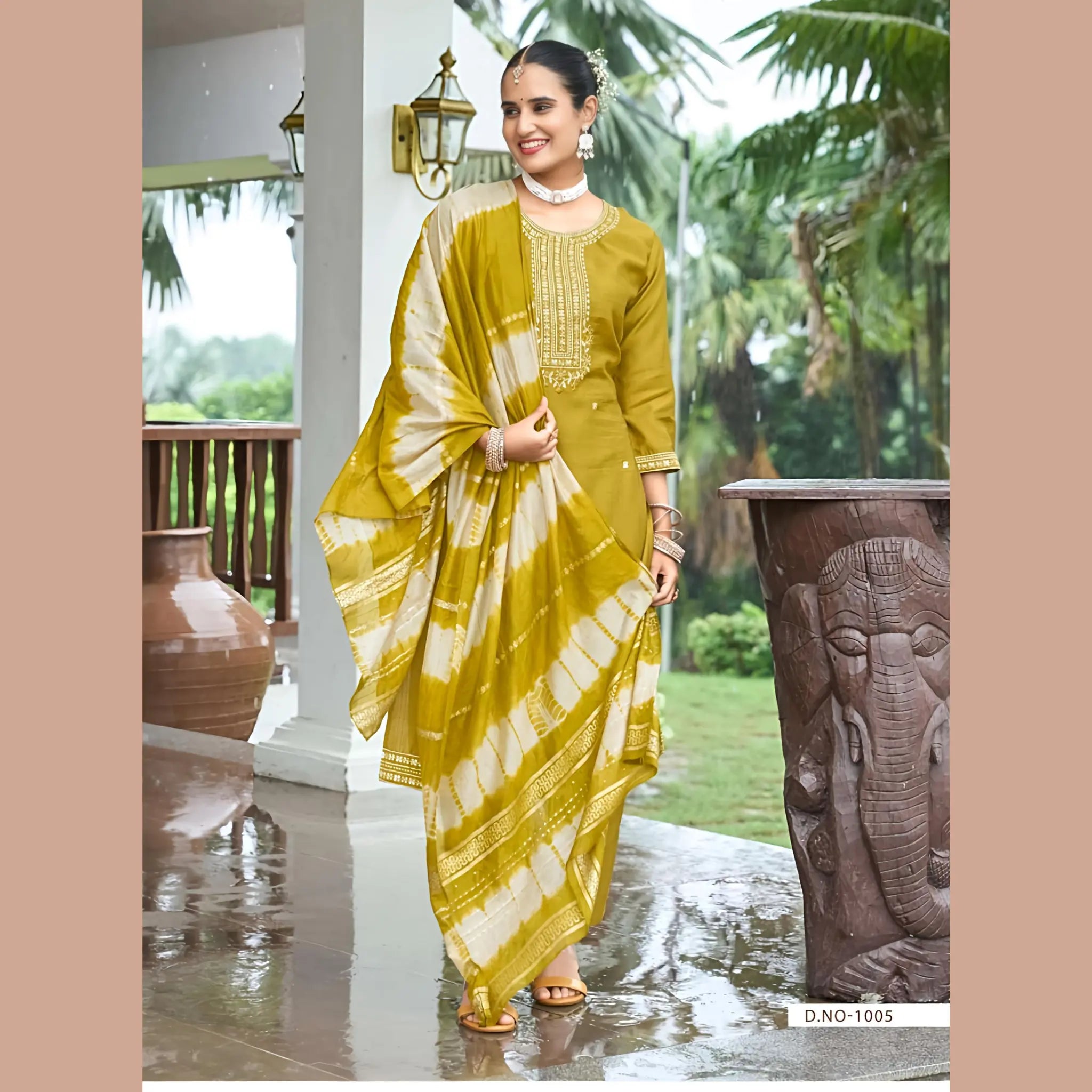 Elegant Vertican Embroidered Suit with Butter-Crap Lining & Chanderi Dupatta Main image