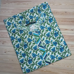 Light Grey Floral Print Cotton Straight Cut Kurta for Women